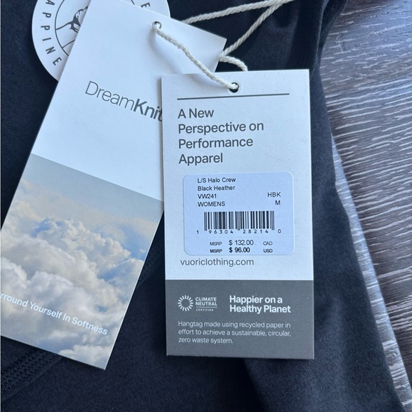 New Vuori Heather Black Halo Long Sleeve Crewneck Sweater Size Medium - Picture 2 of 8